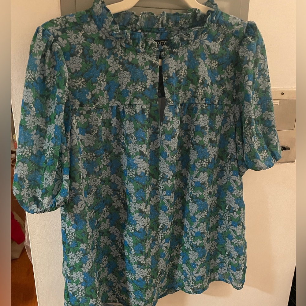 J. Crew Floral Short Sleeve Blouse